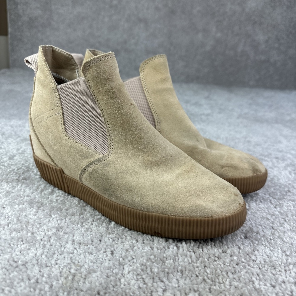 Sorel x Calia Out N About Slip On Wedge Suede Boot Waterproof Beige Size 8.5